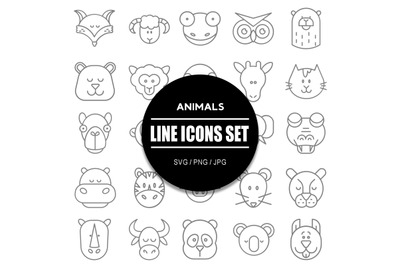 Animals Line Icon Set