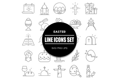 Easter Line Icon Set