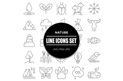Nature Line Icons Set