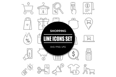 Shopping Line Icons Set