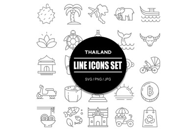 Thailand Line Icons Set