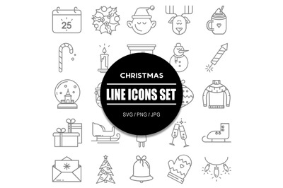 Christmas Line Icons Set