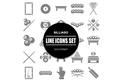 Billiard Line Icons Set