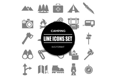 Camping Line Icons Set