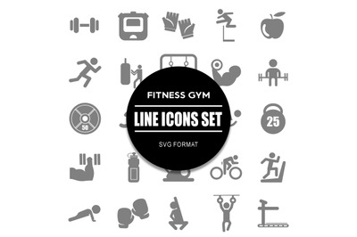 Fitness Gym Line Icons Set