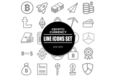 Crypto Currency Line Icon Set