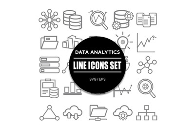 Data Analytics Line Icon Set