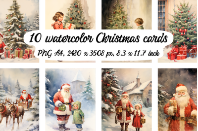 10 Watercolor Christmas posters\cards