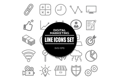 Digital Marketing Line Icon Set