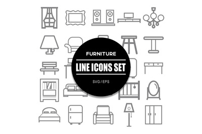 Furniture Line Icon Set