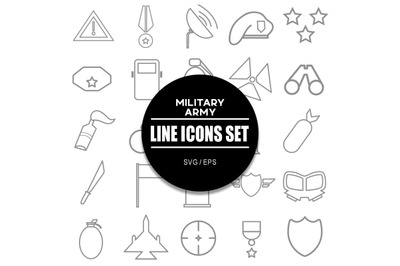Military Army Line Icon Set