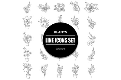 Plants Line Icon Set