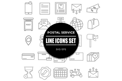 Postal Service Line Icon set