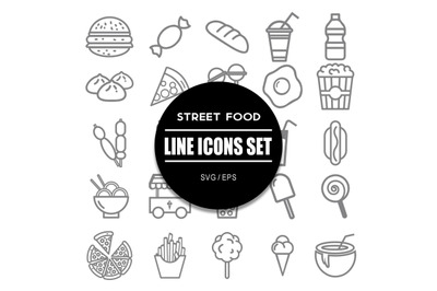 Street Food Line Icon Set