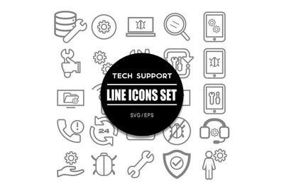 Tech Support Line Icon Set
