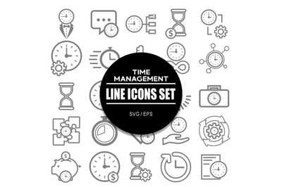 Time Management Line Icon set
