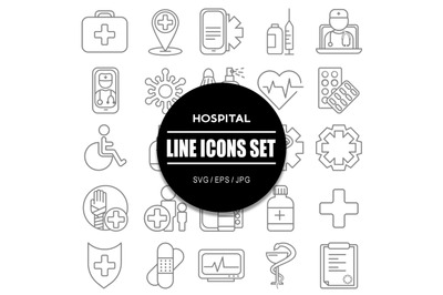 Hospital Line Icons Set