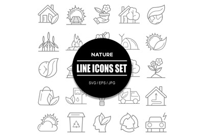 Nature Line Icons Set