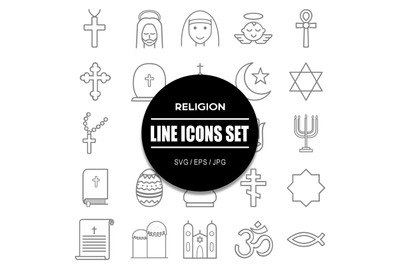 Religion Line Icons Set