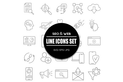 SEO and WEB Line Icon Set