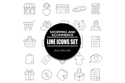 Shopping and Ecommerce Line Icons Set