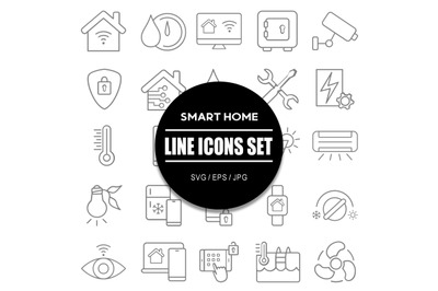 Smart Home Line Icons Set