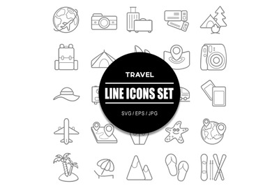Travel Line Icons Set