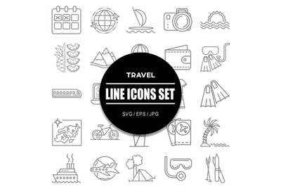 Travel Line Icons Set