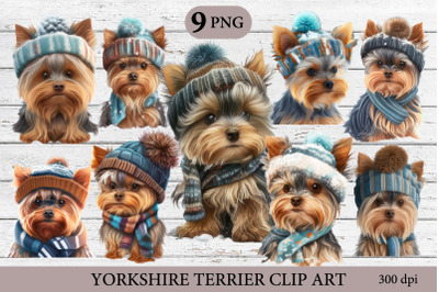 Winter Yorkshire Terrier Clipart, Yorkshire Terrier Clipart, Winter do