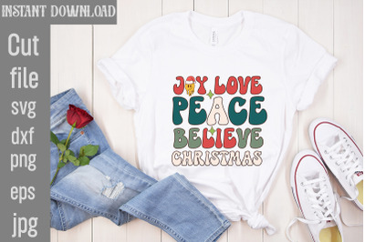 Joy Love Peace Believe Christmas SVG cut file,Christmas Retro Designs