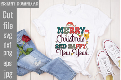 Merry Christmas And Happy New Year SVG cut file,Christmas Retro Design