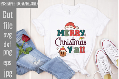 Merry Christmas Y&#039;all SVG cut file,Christmas Retro Designs Christmas S