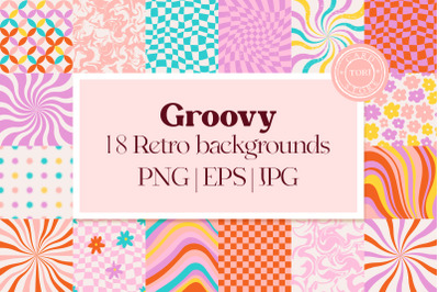 Groovy Digital Papers, Retro seamless patterns