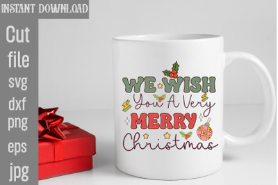 We Wish You A Very Merry Christmas SVG cut file,Christmas Retro Design
