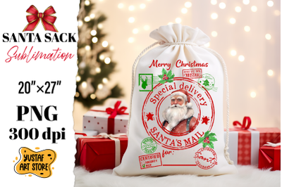 Santa sack sublimation. Christmas gift bag design