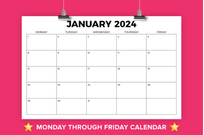 2024 11 x 17 Inch Mon-Fri Calendar
