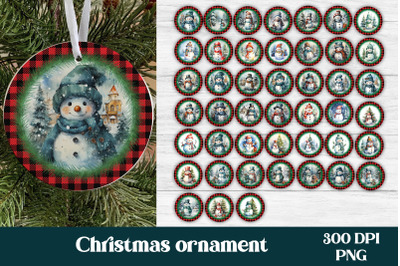 Snowman Christmas ornaments sublimation PNG bundle