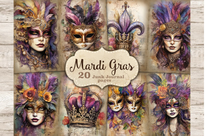 Mardi Gras Junk Journal Pages | Masquerade Ephemera