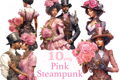 Pink Steampunk Valentine&#039;s Day PNG | Black Woman PNG Bundle