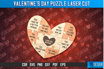 Valentine&#039;s Day Puzzle | Puzzle Laser Cut SVG Design | CNC Files