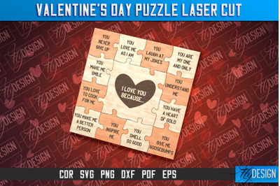 Valentine&amp;&23;039;s Day Puzzle | Puzzle Laser Cut SVG Design | CNC Files