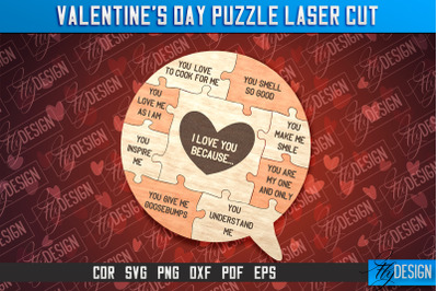 Valentine&#039;s Day Puzzle | Puzzle Laser Cut SVG Design | CNC Files