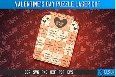 Valentine&#039;s Day Puzzle | Puzzle Laser Cut SVG Design | CNC Files