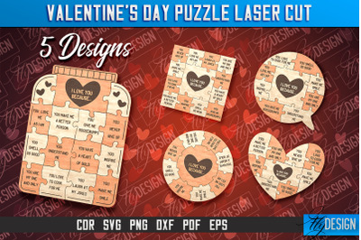 Valentine&#039;s Day Puzzle | Puzzle Laser Cut SVG Design | CNC Files