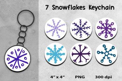 Snowflake Keychain Sublimation PNG Designs