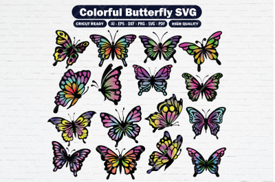 Set of colorful butterfly svg png