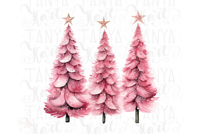 Pink Christmas Tree Digital Download - Christmas Trees PNG for Sublima