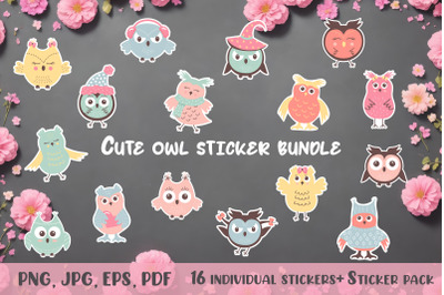 Cute owl sticker bundle