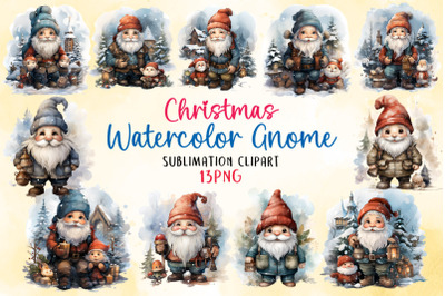 Christmas Watercolor Gnome Bundle