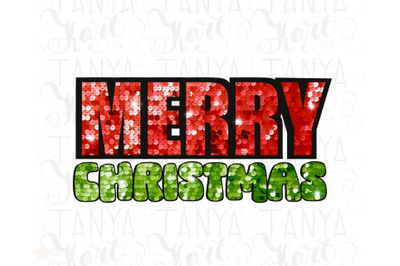 Merry Christmas Sequin Glitter Letters - Digital Download for Sublimat